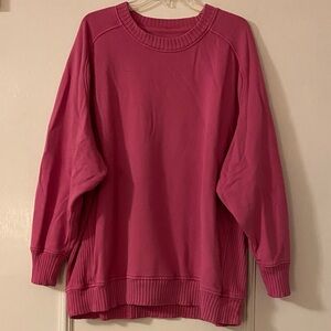 Aerie Vibrant Pink Knit Top XL, ribbed details.